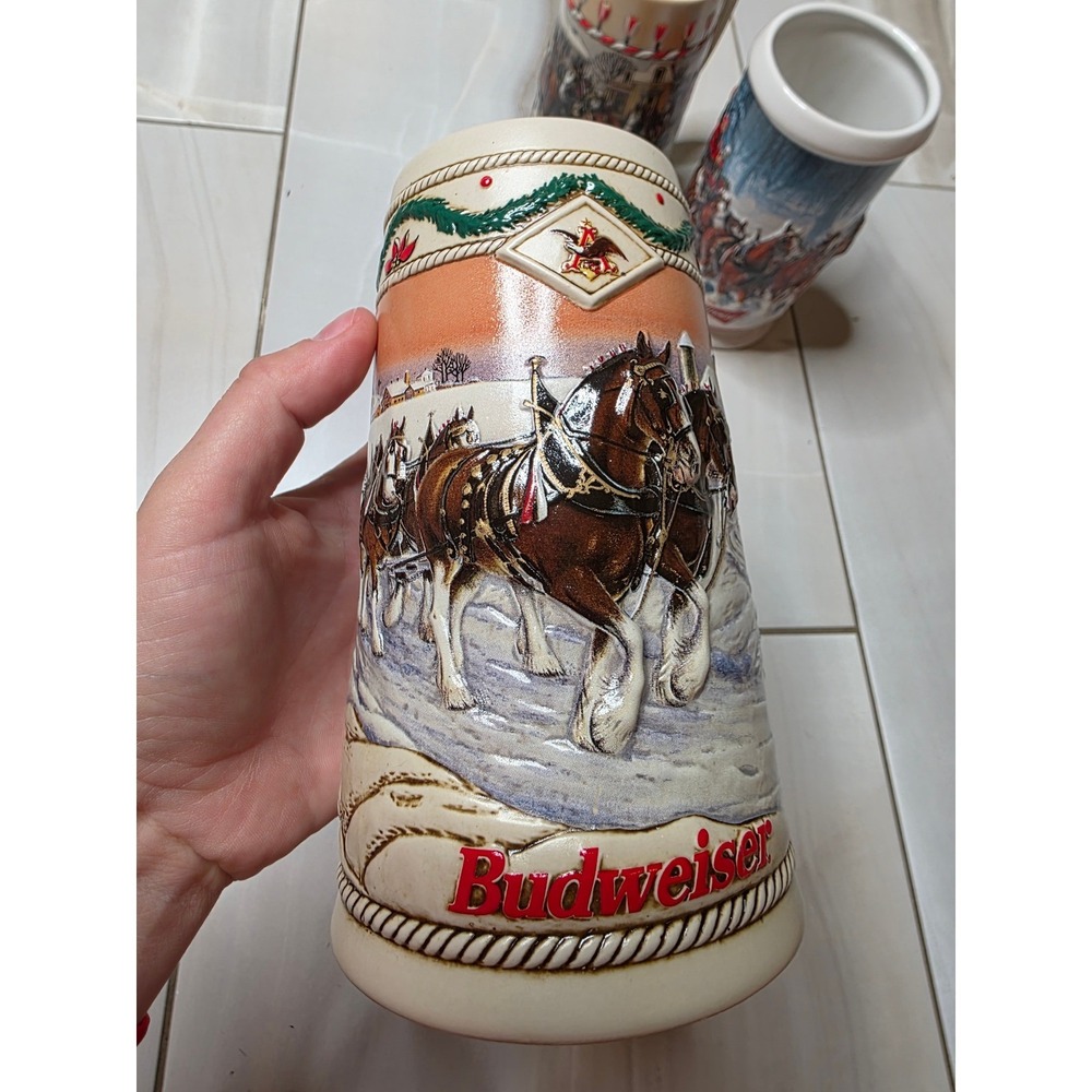 Budweiser Holida Stein Lot 3 1996 American Homestead 2007 Winter's Calm B Series - Picture 14 of 16